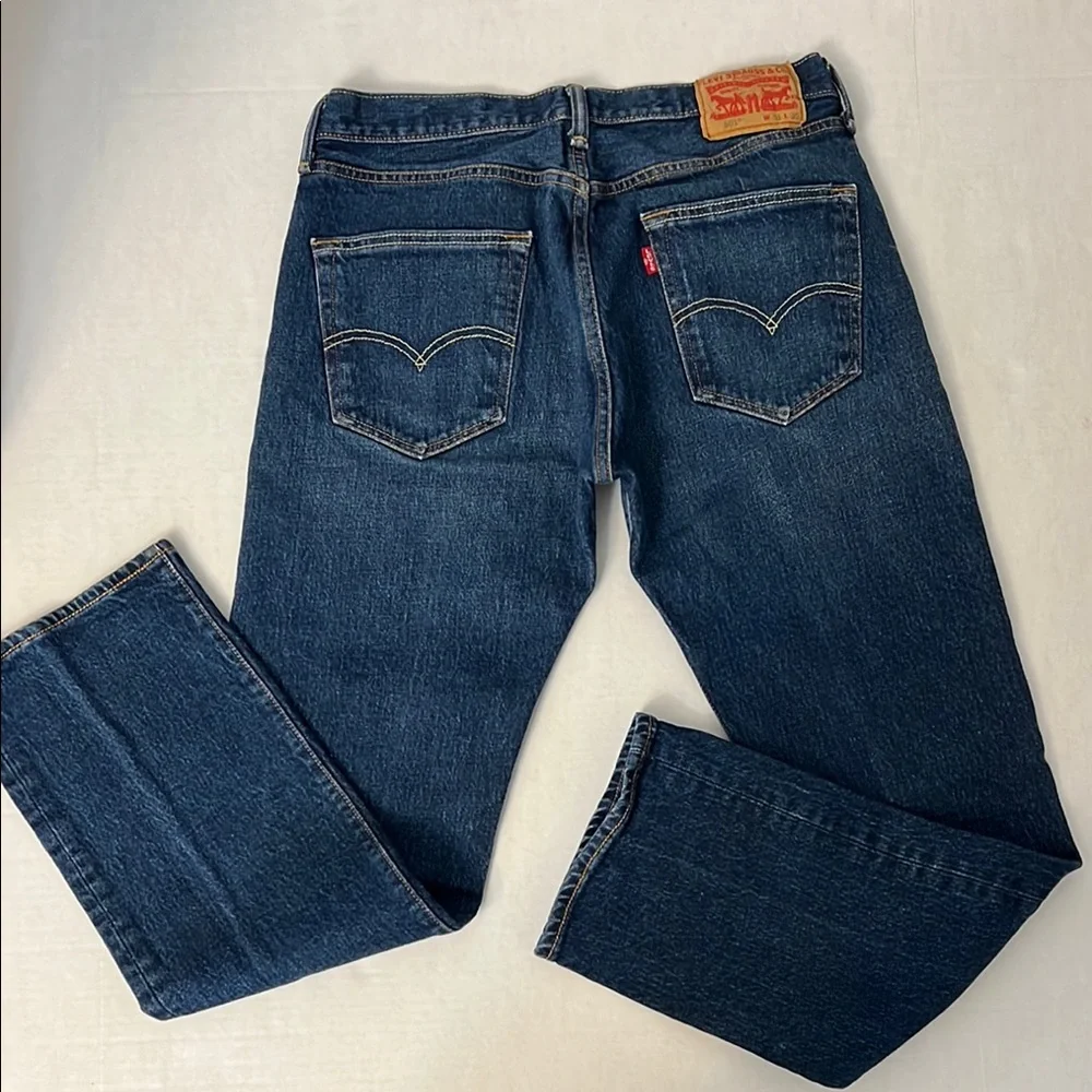 LEVI’S 501 DARKWASH STRAIGHT LEG BUTTON FLY COTTON JEANS SIZE 30x29